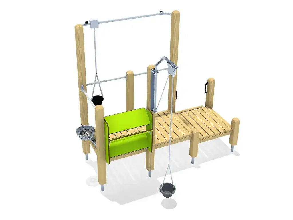 Rendering della struttura gioco in legno prevista per l'area giochi del Bagno Arcobaleno di Fiumaretta