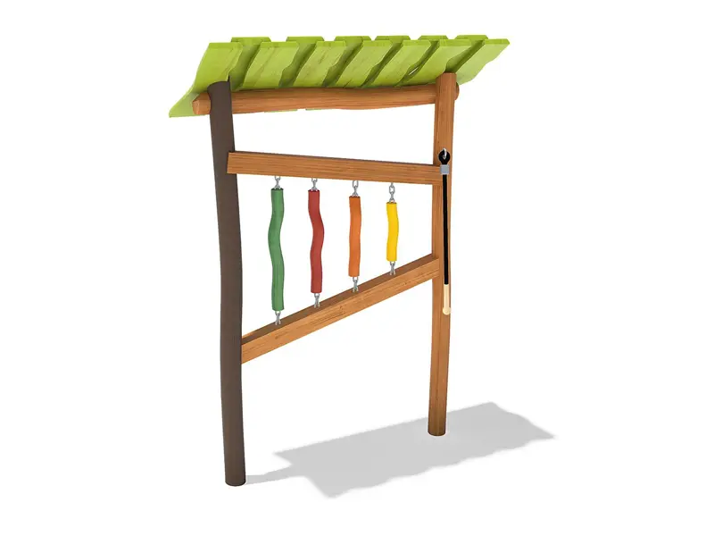 Pannello sonoro inclusivo in legno per bambini.